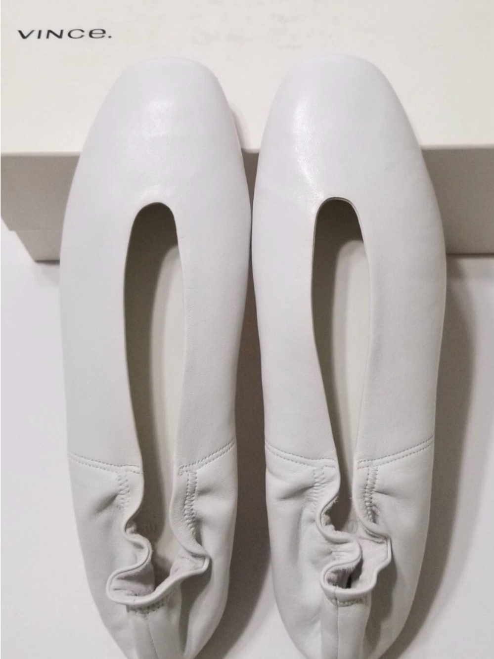 Vince Ballet Flats Pristine Optical White Leather Sz 9/ 39 Made in Italy - Picture 5 of 6